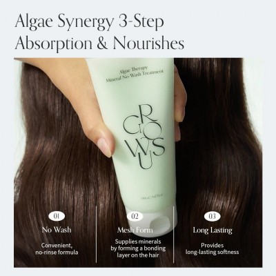 Крем-бальзам для волосся Growus Algae Therapy Mineral No-wash Treatment, 150ml