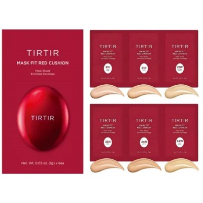 Набор пробников кушонов для лица TIRTIR Mask Fit Red Cushion 6 Colors Kit Sample, (21C/21N/21W/23N/24N/24W), 6g