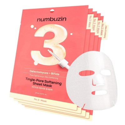 Тканевая маска для сужения пор лица Numbuzin No.3 Tingle-Pore Softening Sheet Mask 27ml
