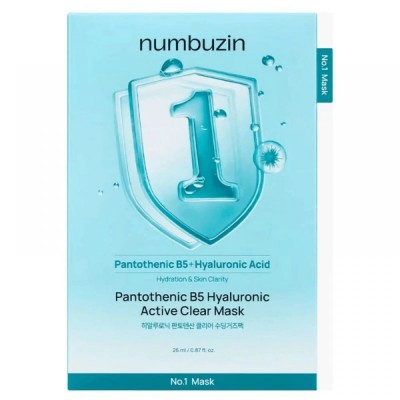 Маска для лица Numbuzin №1 Pantothenic B5 Hyaluronic Active Clear Mask, 1ea