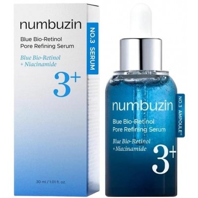 Сыворотка для сужения пор с ретинолом Numbuzin №3 Blue Bio-Retinol Pore Refining Serum, 30ml Сыворотка для сужения пор с ретинолом Numbuzin №3 Blue Bio-Retinol Pore Refining Serum, 30ml