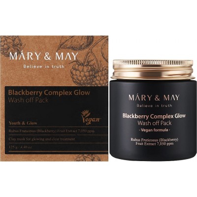 Антиоксидантная глиняная маска для лица с экстрактом ежевики Mary & May Blackberry Complex Glow Wash off Pack 125g