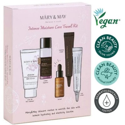 Набір мініатюр для обличчя Mary & May Intense Moisture Care Travel Kit (пінка, есенція, крем для очей, зволожуючий крем для обличчя, антивікова сироватка)