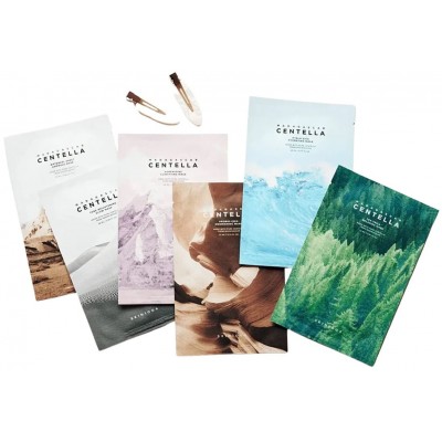 Набір масок для обличчя з заколками для волосся Skin 1004 Madagascar Centella Variety Mask Set, 6 шт. + 2 шт.