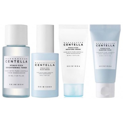 Зволожуючий та заспокійливий набір мініатюр для обличчя Skin 1004 Madagascar Centella Hyalu-Cica Travel Kit, 4х30 мл  