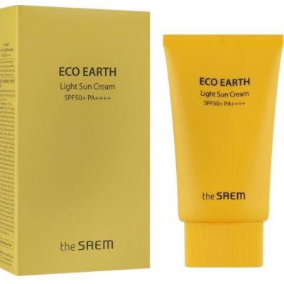 Легкий зволожувальний сонцезахисний крем The Saem Eco Earth Earth Power Light Sun Cream SPF50+ PA+++, 50ml