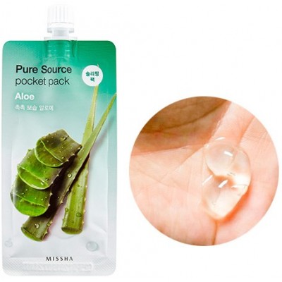 Маска для лица ночная с экстрактом алоэ Missha Pure Source Pocket Pack Aloe 10ml
