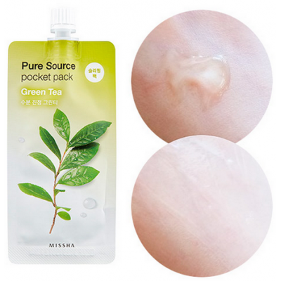 Маска для лица ночная с экстрактом зеленого чая Missha Pure Source Pocket Pack Green Tea 10ml