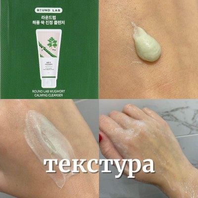 Заспокійлива очищувальна пінка з морським полином Round Lab Mugwort Calming Cleanser 2ml