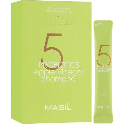 Шампунь для волос бессульфатный с пробиотиками и яблочным уксусом Masil 5 Probiotics Apple Vinegar Shampoo 20 шт х 8 мл