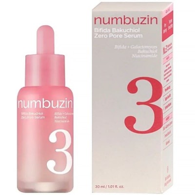 Сыворотка для сужения пор с бакучиолом и ниацинамидом Numbuzin No.3 Bifida Bakuchiol Zero Pore Serum, 30ml