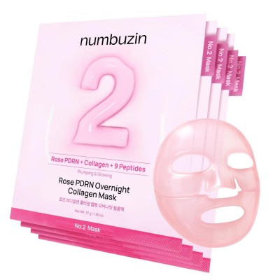 Ночная маска для лица с розой, PDRN и коллагеном Numbuzin No.2 Rose PDRN Overnight Collagen Mask, 37g