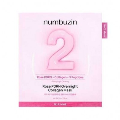 Ночная маска для лица с розой, PDRN и коллагеном Numbuzin No.2 Rose PDRN Overnight Collagen Mask, 37g
