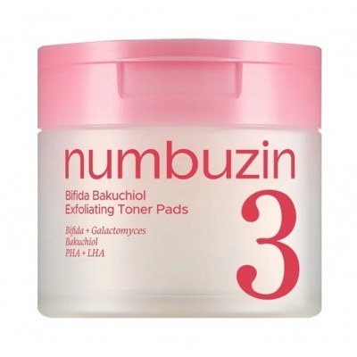 Отшелушивающие тонер-пэды для лица с бакучиолом Numbuzin No.3 Bifida Bakuchiol Exfoliating Toner Pads, 70шт