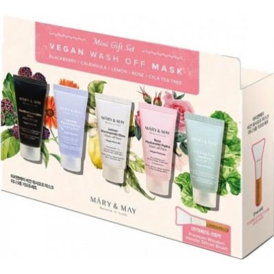 Подарунковий набір глиняних міні-масок для обличчя Mary & May Vegan Wash off MasK MINI Gift Set