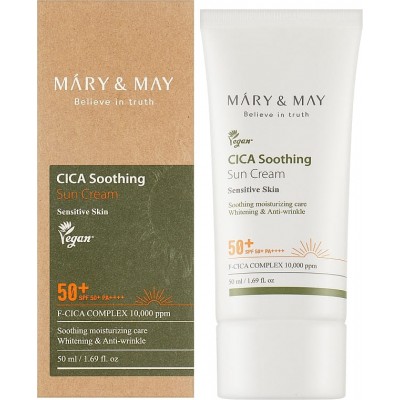 Заспокійливий сонцезахисний крем Mary & May Cica Soothing Sun Cream SPF50+ PA++++ 50ml