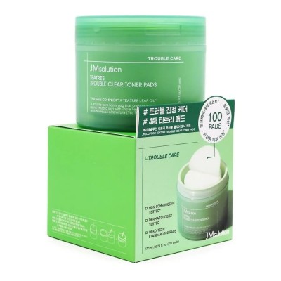 Тонер-педи для проблемної шкіри з маслом чайного дерева і каламіном JMsolution Tea Tree Trouble Clear Toner Pads, 100шт
