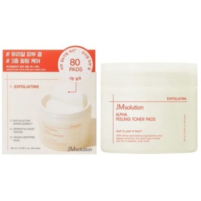 Пілінг-педи для оновлення шкіри обличчя JMsolution Alpha Peeling Toner Pads, 80шт