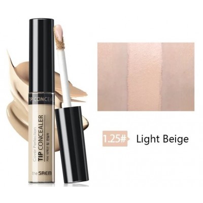 Жидкий консилер для лица The Saem Cover Perfection Tip Concealer SPF28/РА++ 1.25 Light Beige, 6.5g