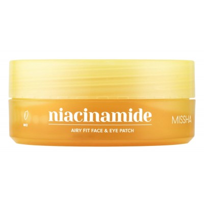 Осветляющие гидрогелевые патчи под глаза с ниацинамидом Missha Airy Fit Niacinamide Face & Eye Patch, 60шт
