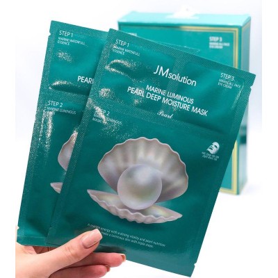 Трёхшаговый набор для сияния кожи с жемчугом JMsolution Marine Luminous Pearl Deep Moisture Mask 30 ml