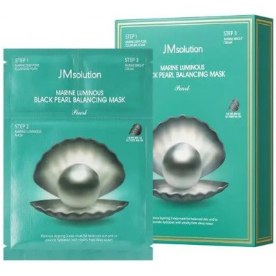 Трёхшаговый набор для сияния кожи  с жемчугом JMsolution Marine Luminous Black Pearl Balancing Mask 1,5+1,5+30 ml