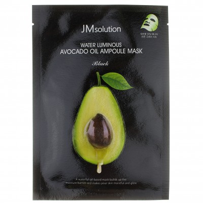 Тканевая маска питательная с маслом авокадо JMsolution Water Luminous Avocado Oil Ampoule Mask Black 35 ml