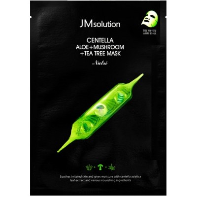 Успокаивающая тканевая маска для лица JMsolution Centella Aloe + Mushroom + Tea Tree 30ml