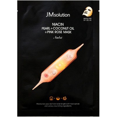 Тканевая маска осветляющая JMsolution Niacin Pearl + Coconut Oil + Pink Rose Mask 30ml