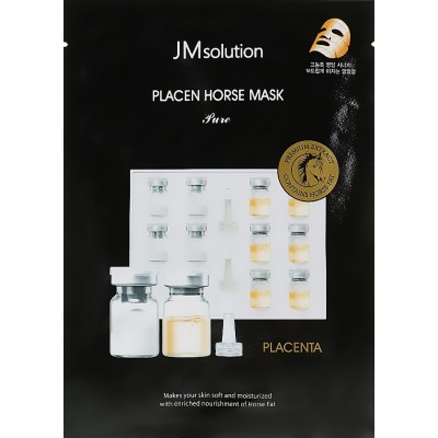 Антивозрастная плацентарная тканевая маска для лица с конским жиром  JMsolution Placen Horse Mask 35мл