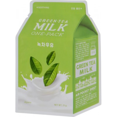 Тканинна маска для обличчя з екстрактом зеленого чаю A'pieu Milk Green Tea Milk One-Pack 1шт