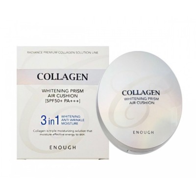 Кушон для обличчя освітлювальний з колагеном Enough Collagen Whitening Prism Air Cushion 3in1 SPF50+PA++++, № 21