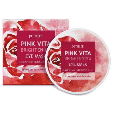 Осветляющие патчи для глаз на основе эссенции розовой воды Petitfee Pink Vita Brightening Eye Mask 60шт