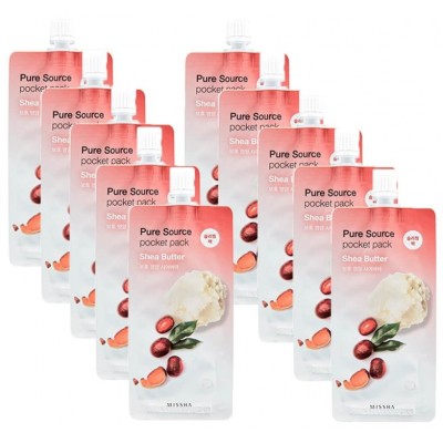 Маска для обличчя нічна живильна з олією ши Missha Pure Source Pocket Pack Shea Butter 10мл