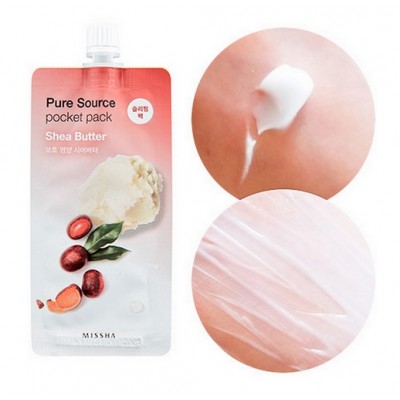 Маска для обличчя нічна живильна з олією ши Missha Pure Source Pocket Pack Shea Butter 10мл