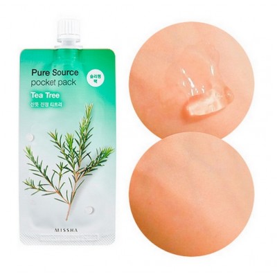 Маска для обличчя нічна з екстрактом чайного дерева Missha Pure Source Pocket Pack Tea Tree 10ml