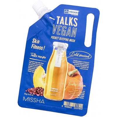 Маска-крем нічна для гладкості та сяйва шкіри Missha Talks Vegan Squeeze Pocket Sleeping Mask Skin Fitness 10г