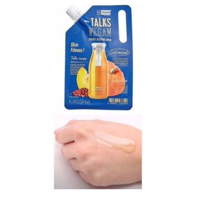 Маска-крем нічна для гладкості та сяйва шкіри Missha Talks Vegan Squeeze Pocket Sleeping Mask Skin Fitness 10г