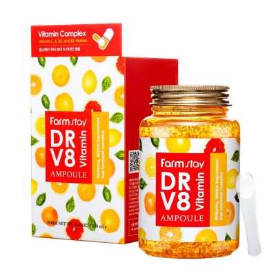Сироватка для обличчя ампульна вітамінна Farm Stay DR-V8 Vitamin Ampoule 250ml