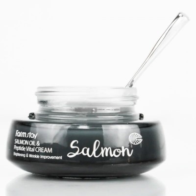 Крем для обличчя антивіковий з пептидами та олією лосося FarmStay Salmon & Peptide Vital Cream, 50 g