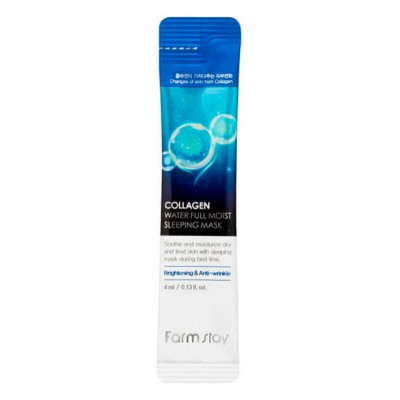 Маска для лица ночная увлажняющая с коллагеном FarmStay Collagen Water Full Moist Sleeping Mask, 4мл