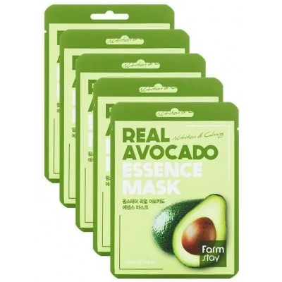 Тканевая маска для лица увлажняющая с экстрактом авокадо FarmStay Real Avocado Essence Mask 1шт