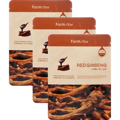 Тканевая маска для лица с женьшенем FarmStay Visible Difference Mask Sheet Red Ginseng 1шт