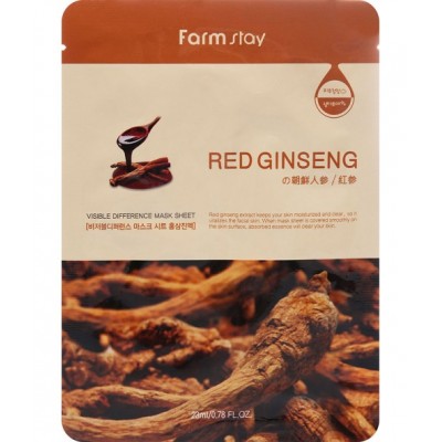 Маска для обличчя FarmStay Visible Difference Mask Sheet Red Ginseng 1шт