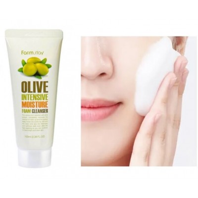 Пенка для умывания очищающая с экстрактом оливы увлажняющая FarmStay Olive Intensive Moisture Foam Cleanser 100мл