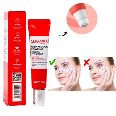 Сыворотка-роллер для кожи вокруг глаз антивозрастная FarmStay Ceramide Wrinkle Care Relaxing Rolling Eye Serum 25 ml