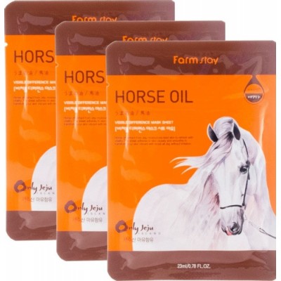 Тканевая маска длялица питательная с лошадиным жиром FarmStay Visible Difference Horse Oil Mask Sheet 23 ml