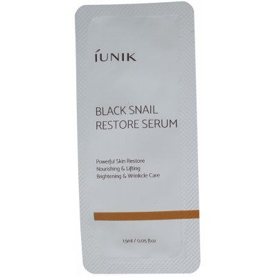 Пробник сироватки з муцином чорного равлика для відновлення шкіри Iunik Black Snail Restore Serum 1.5 мл