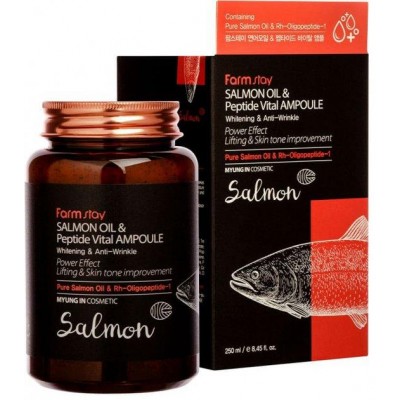 Сироватка для обличчя ампульна з лососевою олією та пептидами FarmStay Salmon Oil & Peptide Vital Ampoule