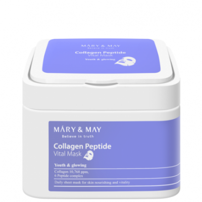 Ліфтинг-маски для обличчя зволожуючі c пептидами Mary&May Collagen Peptide Vital Mask 30 pcs